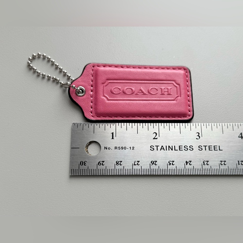 🎉Coach Pink Leather Purse Fob Hang Tag Charm - Picture 4 of 7